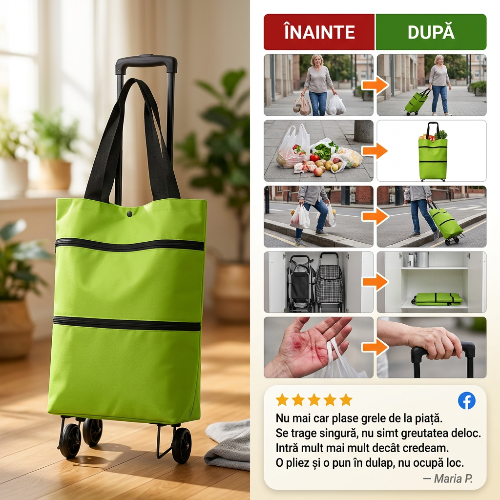 Cărucior De Cumpărături 2 În 1 - EasyTrolley™