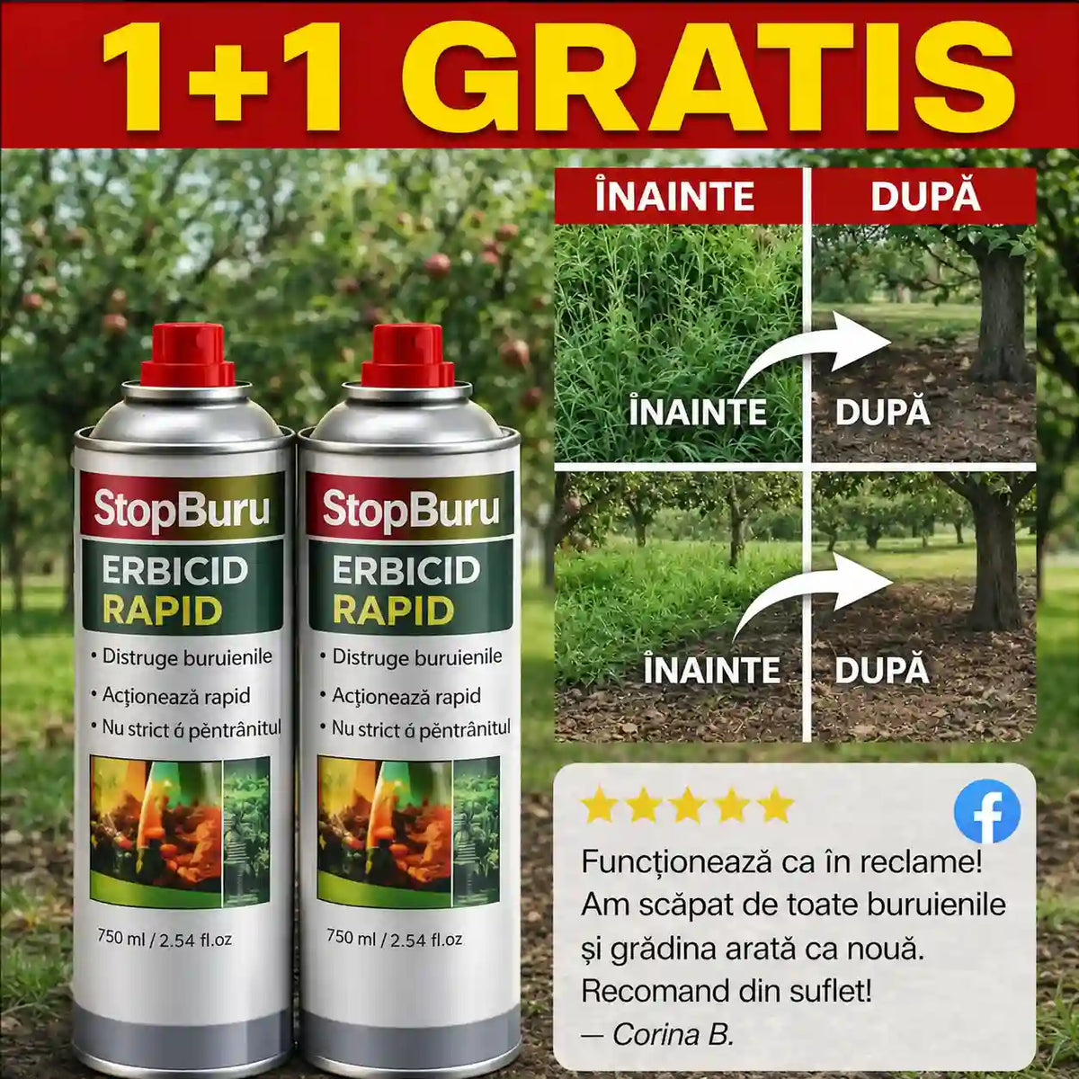 Erbicid Profesional Natural StopBuru™ 1+1 GRATIS