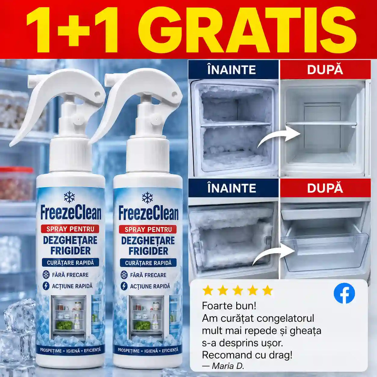 Spray Curatare Frigider 1+1 GRATIS - FreezeClean™