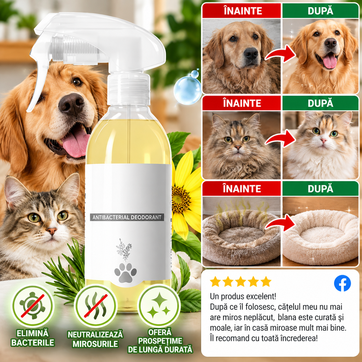 Spray Antibacterian pentru Animale PetFresh™  1+1 GRATIS