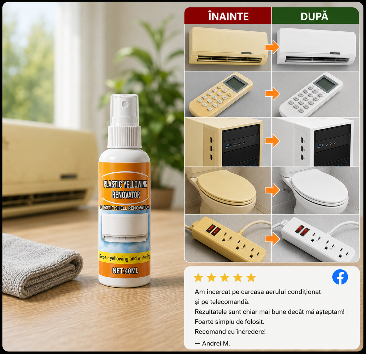 Spray Pentru Plastic Îngălbenit PlasticRevive™