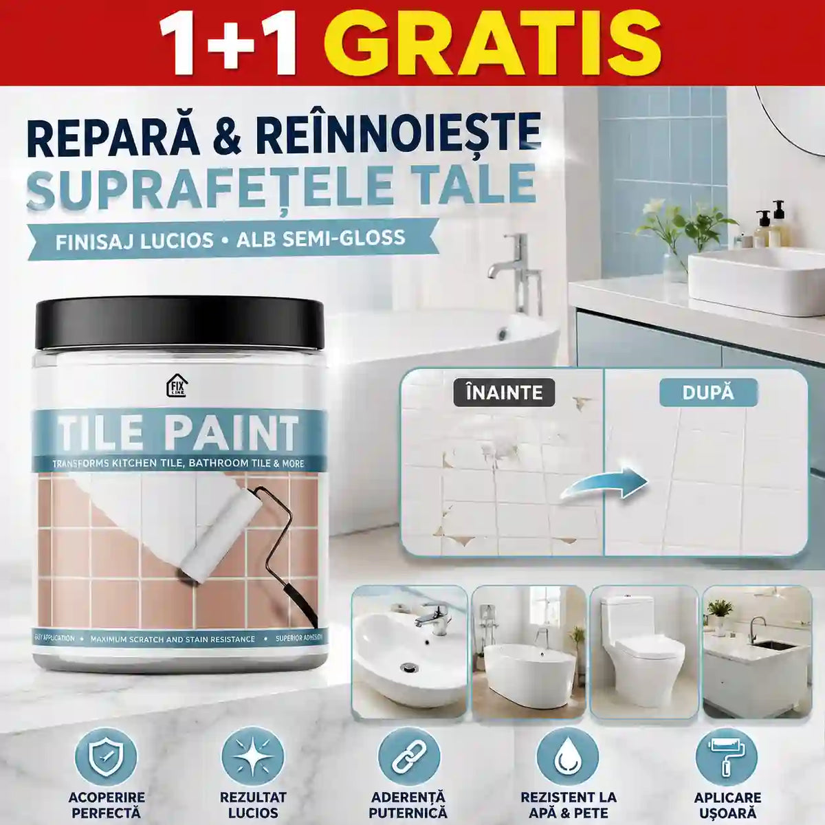 Vopsea Universală pentru Baie 1+1 GRATIS - BathCover™