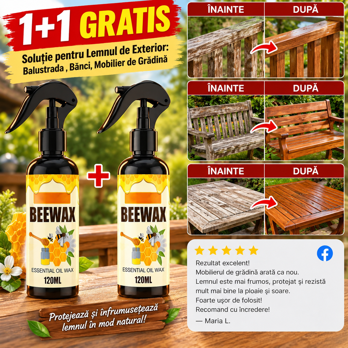 Soluție Pentru Lemn Exterior  WoodRevive™ 1+1 GRATIS