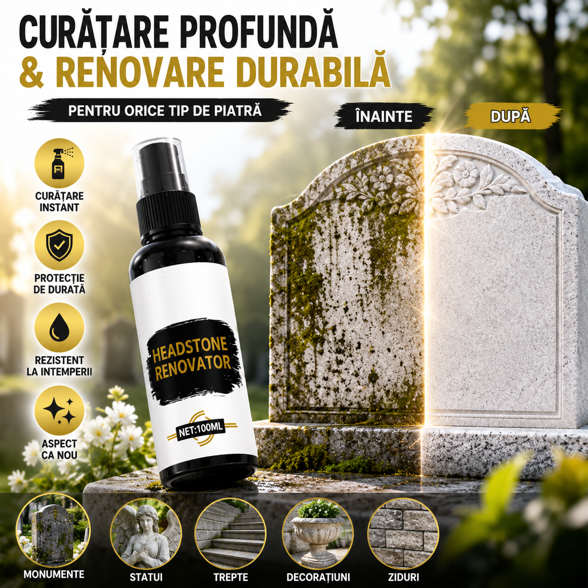 Spray Pentru Curățarea Pietrei Funerare - StoneClean™