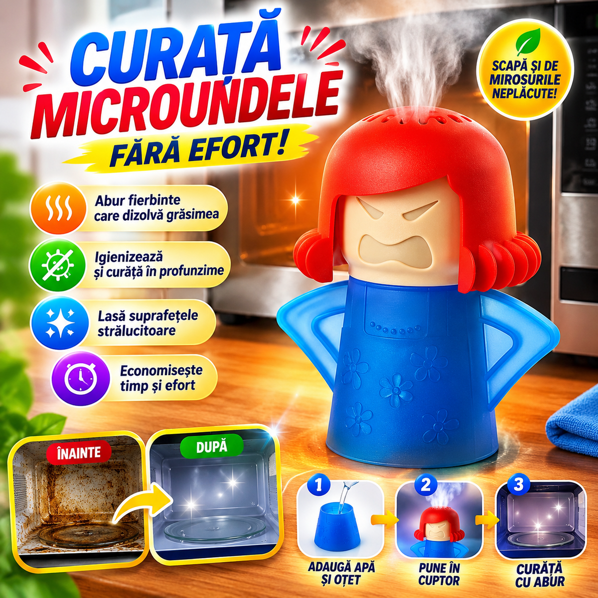 Curățător cu Aburi pentru Microunde AburiClean™