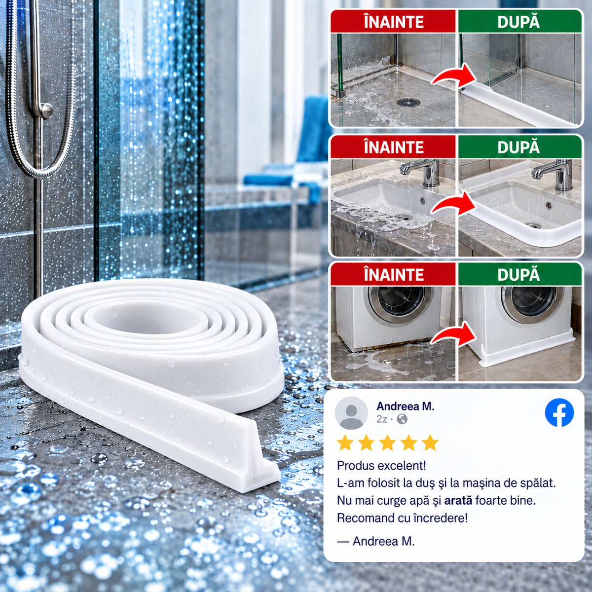 Prag de Silicon pentru Baie AquaStop™