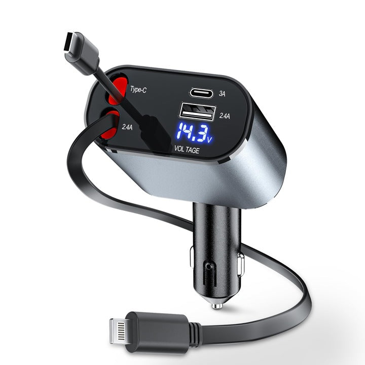 Încărcător Auto Retractabil 4 în 1